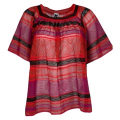 M Missoni Multicolor Striped Perforated Textured Knit Top M