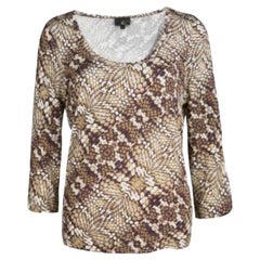 Just Cavalli Brown Animal Printed Knit Top L