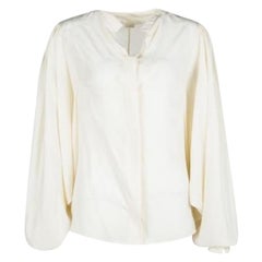 Antonio Berardi Cream Silk Bat Sleeve Detail Blouse M
