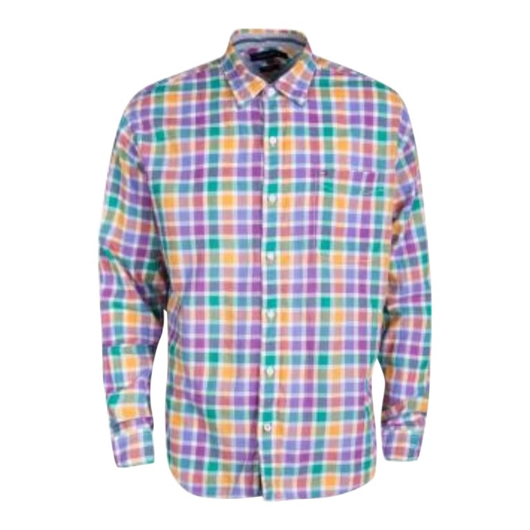 Tommy Hilfiger Mehrfarbig kariertes langärmeliges Vintage Fit Shirt aus Baumwolle XL im Angebot