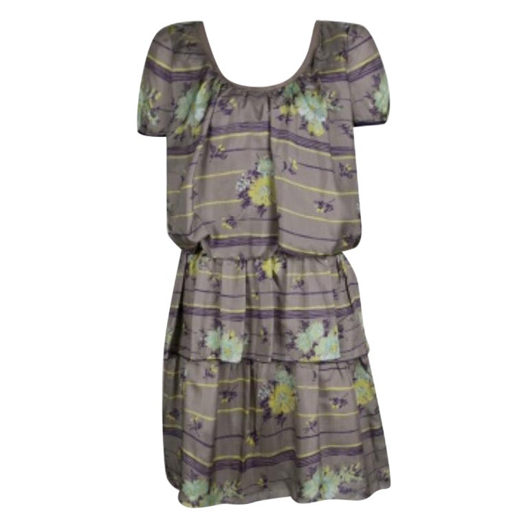 Philosophy di Alberta Ferretti Vestido en capas de seda con estampado floral gris S