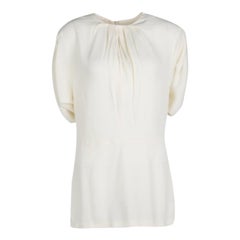 Marni Cream Pleat Detail Draped Cut Out Sleeve Tunic M