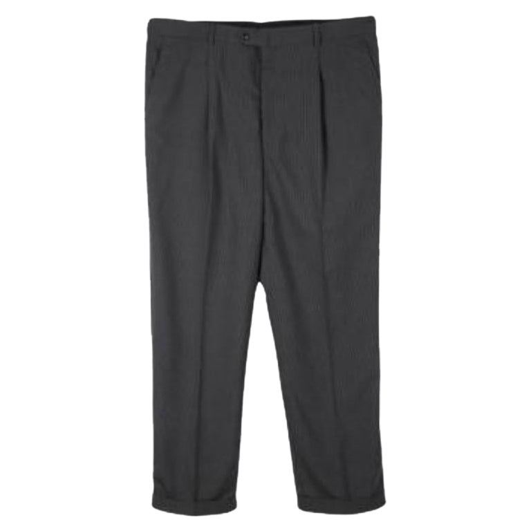 Armani Collezioni Pantaloni a righe grigie dal taglio regolare XXXL in vendita
