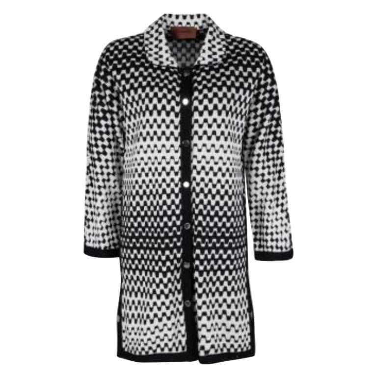 Missoni Monochrome Strukturstrick Strickjacke mit Knopfleiste Tunika M