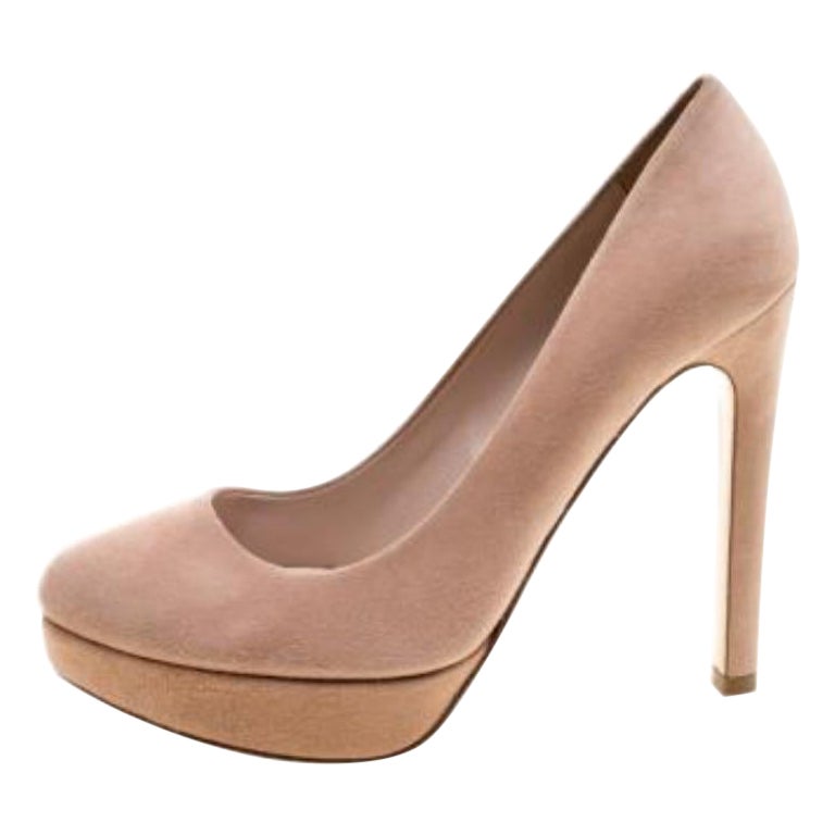 Miu escarpins à plateforme en daim beige taille 37,5 en vente