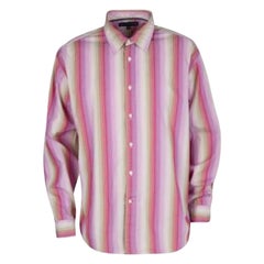 Tommy Hilfiger - Chemise à manches longues et boutons à l'avant en coton rayé multicolore XL