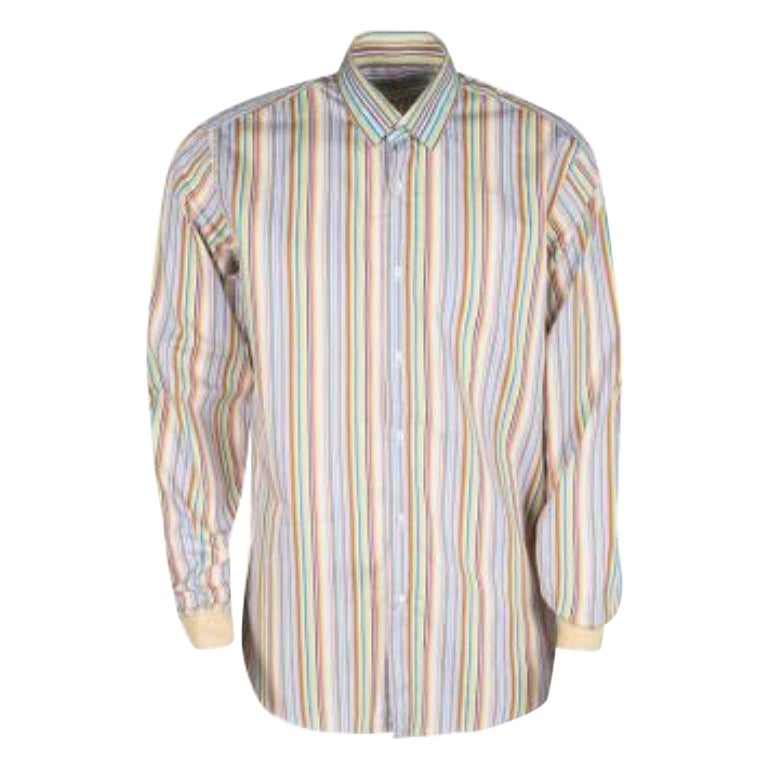 Etro Camisa de rayas multicolor de algodón con detalle de puños en contraste de manga larga L en venta