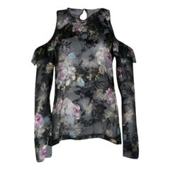 Preen By Thornton Bregazzi Floral Print Devore Chiffon Cold Shoulder Alva Top S