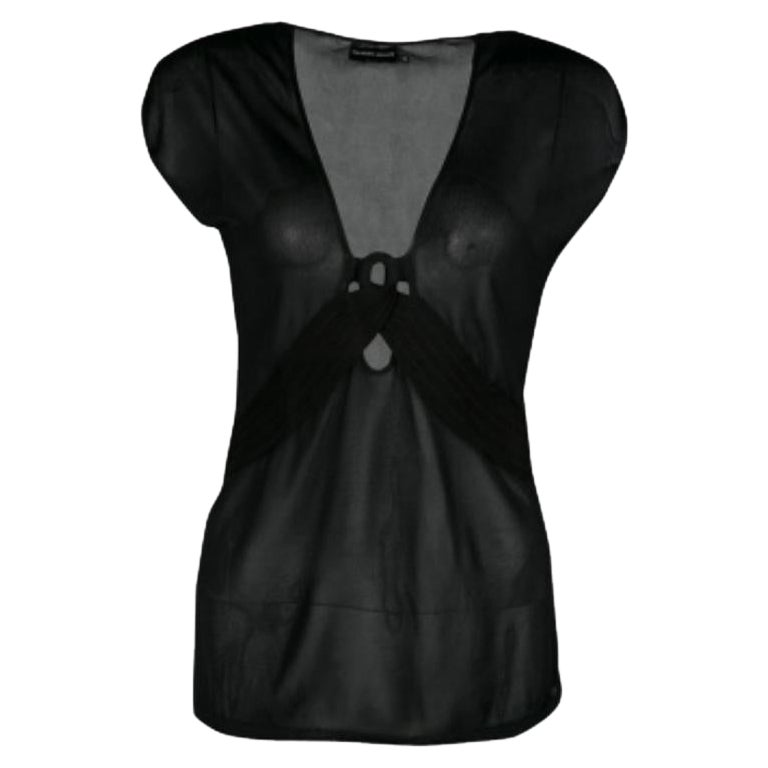 Giorgio Armani - Top in maglia nera con lavorazione Twist Front M.