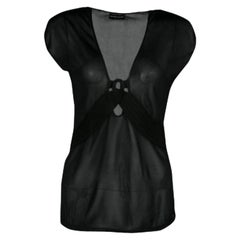 Giorgio Armani Black Knit Twist Front Top M