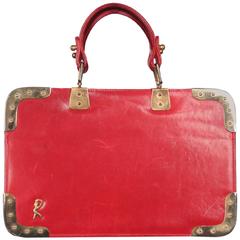 ROBERTA DI CAMERINO Vintage Red Leather SATCHEL Handbag