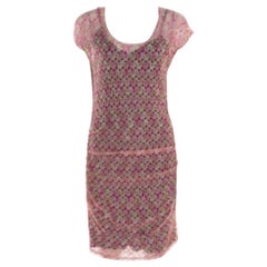 Missoni Multicolor Perforated Knit Ruched Sleeveless Dress M