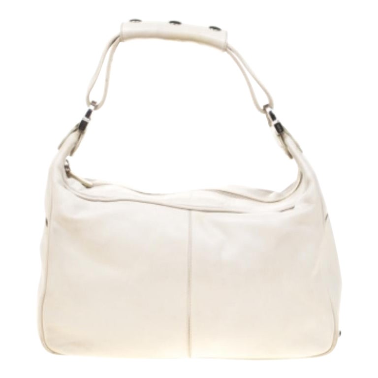Tod's Hobo en cuir écru en vente