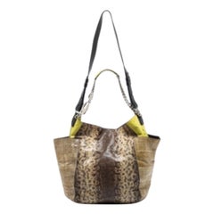 Jimmy Choo Beige/Green Karung and Watersnake Anna Shoulder Bag