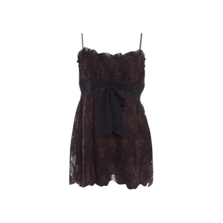 Picardías de encaje floral de algodón marrón Escada L