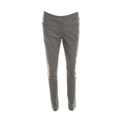 Escada Jeans Skinny in denim stretch con jacquard floreale grigio M.