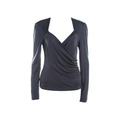 Escada Grigio Maglia di seta con increspatura sul davanti e manica lunga M. I.