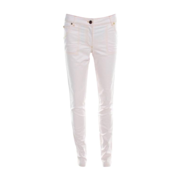 Escada Jeans affusolati in denim beige pallido con dettaglio impunture a contrasto M. I. in vendita