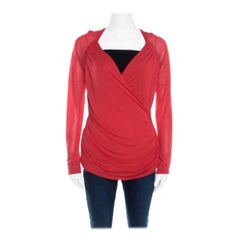 Escada Lipstick Red, maglia elastica con corpetto drappeggiato e finto avvolgente, M. I.