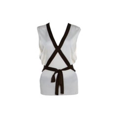 Escada Top sin mangas de punto crema con ribetes en contraste L