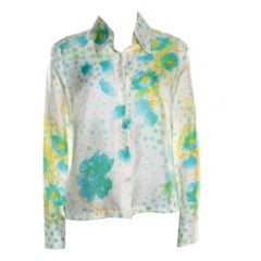 Escada, camicia in seta con stampa floreale e bottoni sul davanti, M. I.
