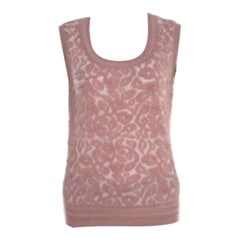 Escada Top senza maniche Shela in maglia jacquard floreale rosa tenero scuro S