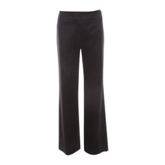 Escada Black Textured Cotton Jacquard High Waist Wide Leg Trousers M