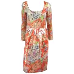 Vintage Galanos Silk Chiffon Floral Dress 7