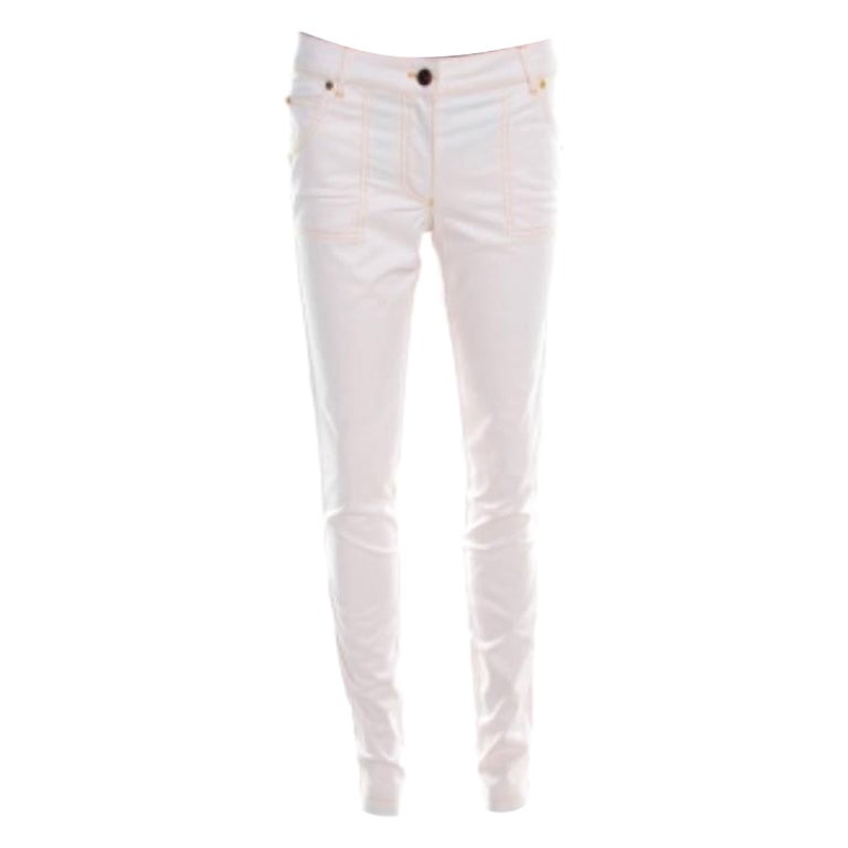 Escada Jeans affusolati in denim beige chiaro con dettaglio impunture a contrasto S in vendita