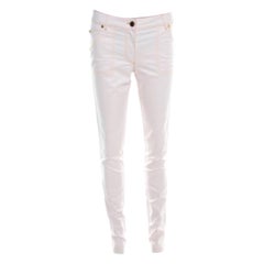 Escada Jeans affusolati in denim beige chiaro con dettaglio impunture a contrasto S