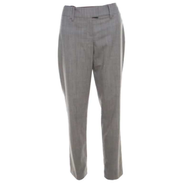 Escada - Pantalon croisé gris en laine extensible avec fente - M