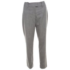 Escada Grey Stretch Wool Slit Detail Tapered Trousers M