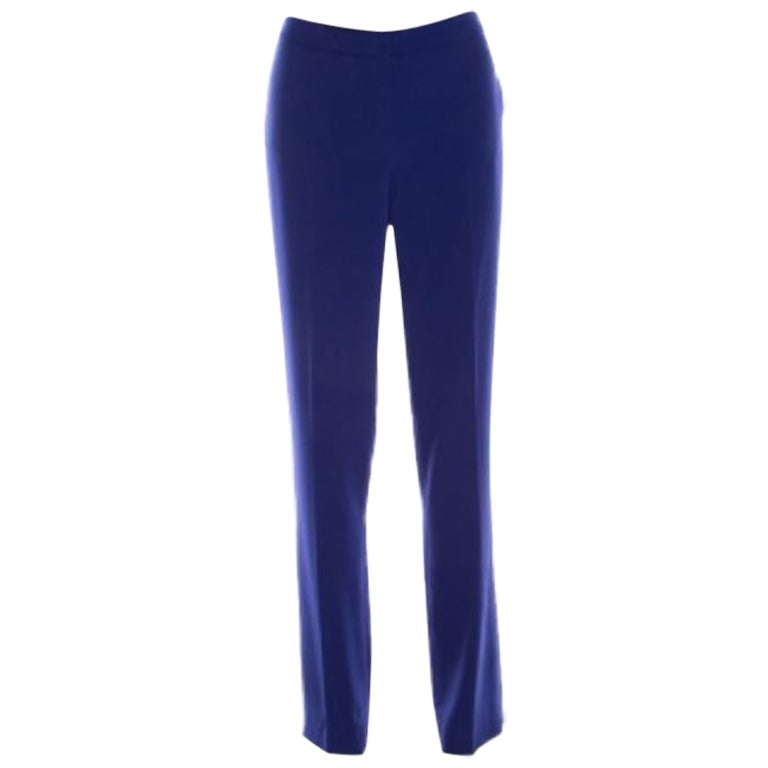Escada Pantaloni Tovah a vita alta in crêpe blu di Escada M. I. in vendita