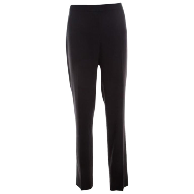 Escada Black Wool Crepe High Waist Tovah Trousers M