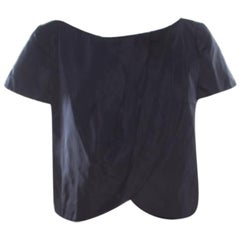 Escada Giacca Tulipano Incrociata Plissettata Blu Navy M. I.