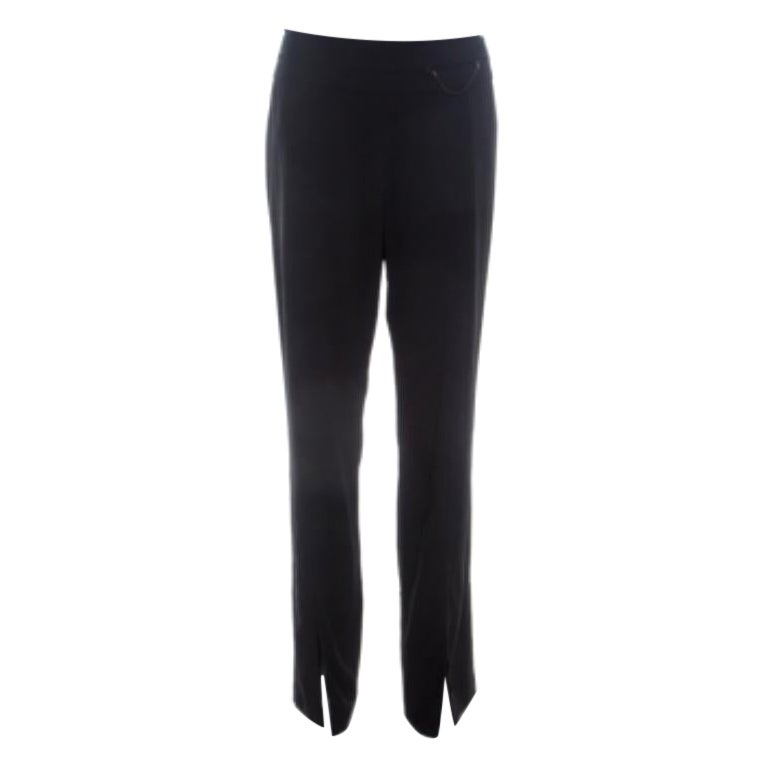Escada - Pantaloni a vita alta in crepe di lana elasticizzata con dettaglio a fessura - L. in vendita