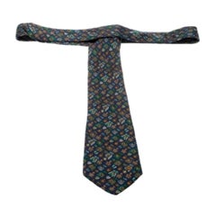 Cravatta con stampa a medaglia in seta blu scuro di Dunhill