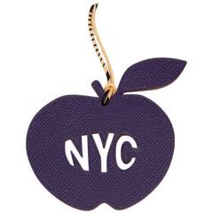 Hermes Limited Edition Ultraviolet and Capucine Petit H NYC Apple Leather Charm