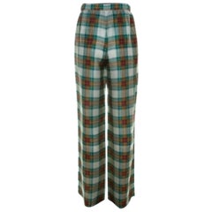 Alberta Ferretti Pantaloni a vita alta in seta a quadri multicolore M. I.