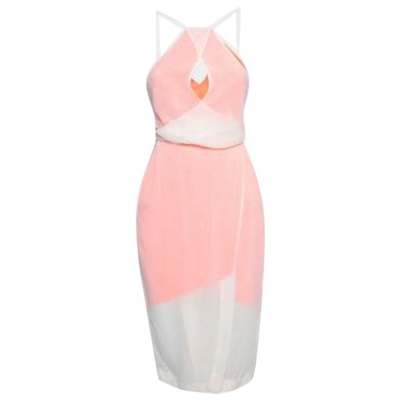 Dion Lee Neon Orange and Cream Sheer Silk Layered Vertigo Halter Dress S