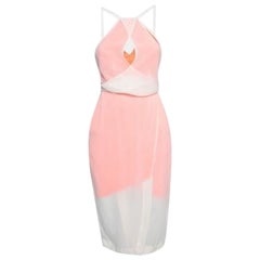 Dion Lee - Vestito a balze Vertigo in seta stratificata arancione neon e crema - S