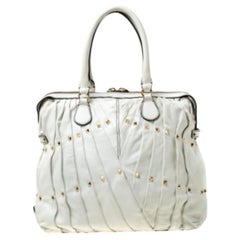 Valentino Off White Pelle Maison Pintucked Shopper Tote