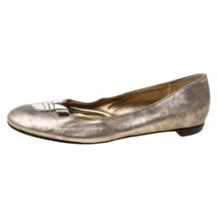 Sergio Rossi - Chaussures de ballet en cuir argenté métallisé, taille 39