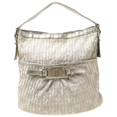 Givenchy, borsa in tela e pelle beige scintillante