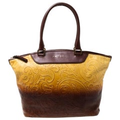 Tote con zip in pelle goffrata Etro giallo/marrone Ombre Paisley