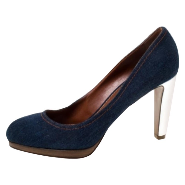 Sergio Rossi Pumps in denim blu taglia 39 in vendita