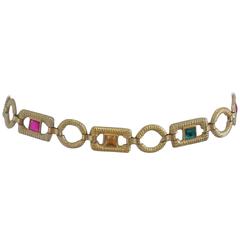 Gold tone faux multicoloured stones Belt 8