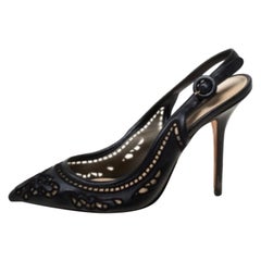 Dolce & Gabbana - Sandali in pelle nera e pizzo anglaise Taglia 39