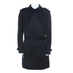 Dolce & Gabbana - Cappotto doppio petto in cotone nero con cintura XXL