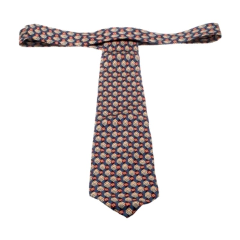 Burberry Vintage Multicolor Nova Check und Blumenmuster Seidenkrawatte